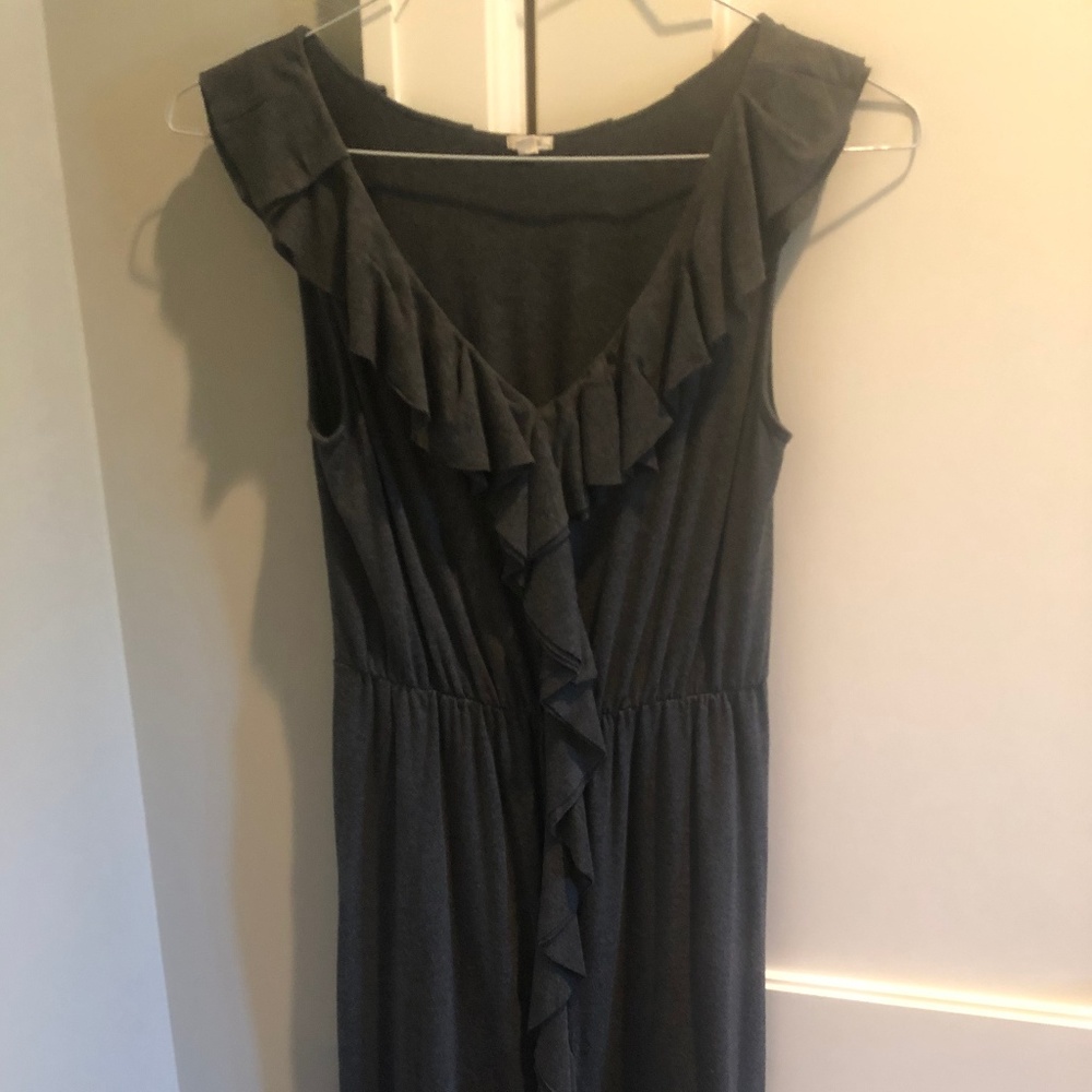 JCrew knit grey dress with ruffle